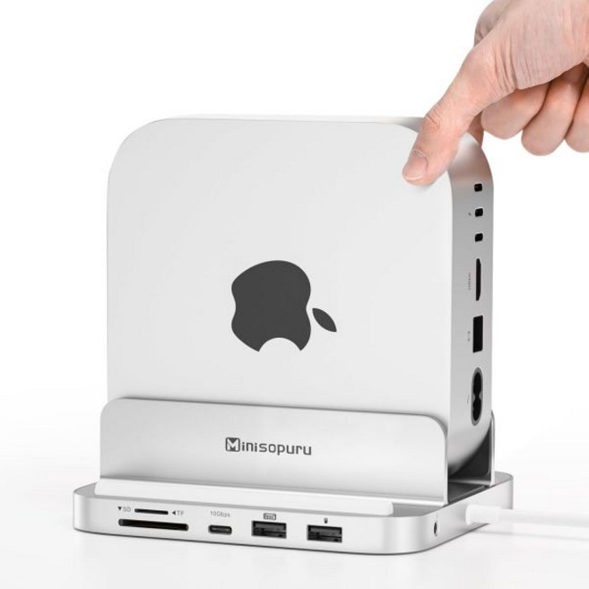 Minisopuru MINI218B PRO 맥 미니 M4 도크 8TB M.2 NVMe SSD 인클로저 10Gbps USB C/A 액세서리 8 in 1 올 알루미늄 수직 스, 8 in 1 Mac Mini M4 Dock, 1개