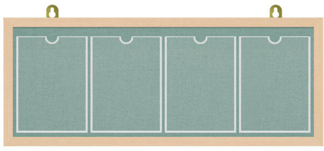 제이에스칠판 아크릴 포켓 A4 게시판 4구 1090x430mm, 녹색, 메이플