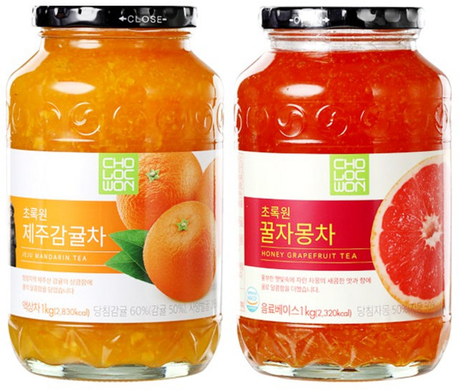 초록원 제주감귤차 +꿀자몽차 (2kg), 1kg, 1개, 1개입