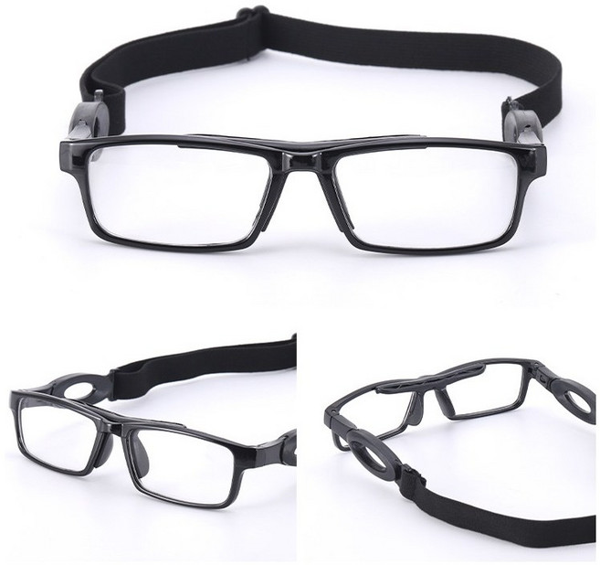 스포츠고글 축구안경 농구안경 스쿼시 마라톤 뿔테형 고글 (렌즈교환 가능), 블랙/블랙, 1개