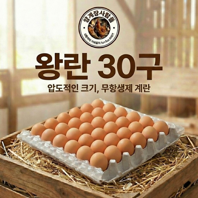 [양계장사람들] 왕란(XXL 68g 이상) 계란 왕란특란대란 달걀 30구, 1개
