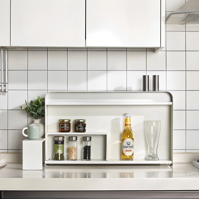 나인홈 화이트 슬림 수납장 철제 슬라이드 틈새 수납 부엌 식탁 양념통 조미료 선반 정리함 L, 대, 1개