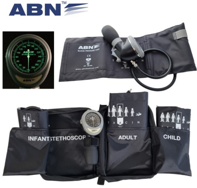 ABN 메타 혈압계 야광 성인 소아 유아 커프 3종 세트