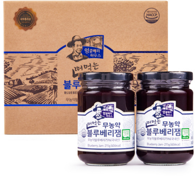 무농약 떠먹는 블루베리잼 2입 선물세트 220gx2입, 2개, 215g
