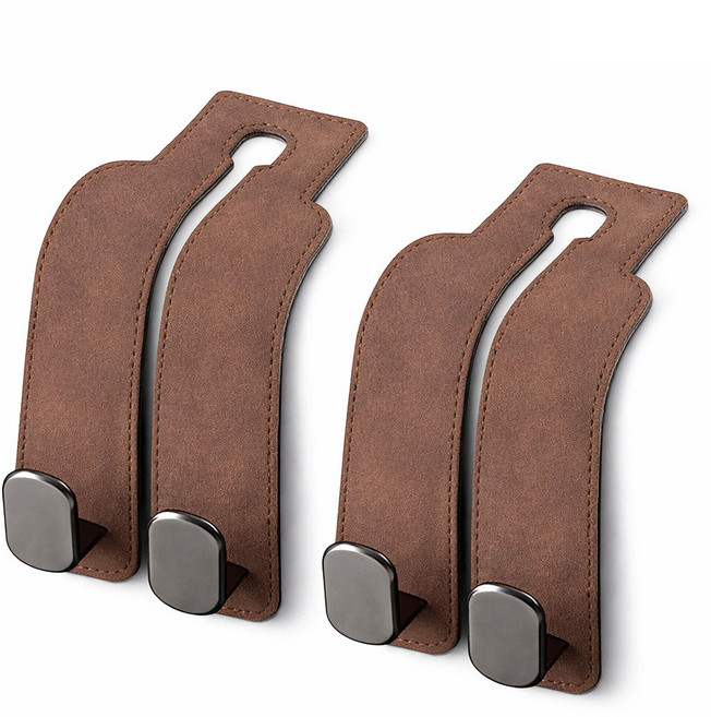 준랩 차량용 헤드 홀더 후크 가방 걸이 거치대, 브라운, 2개