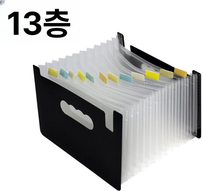 아코디언 수납용 화일철 종이 보관함 문서 확장 파일철, 1개, 블랙+화이트 13칸