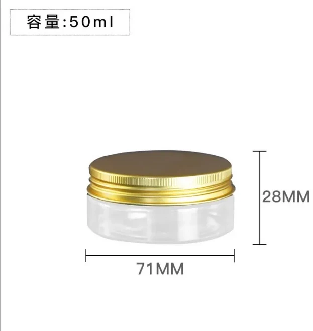 뚜껑이 있는 원형 투명 화장품 용기 플라스틱 항아리 로션 크림 연고 메이크업 아이 섀도우 냄비 여행, 01 Gold cap