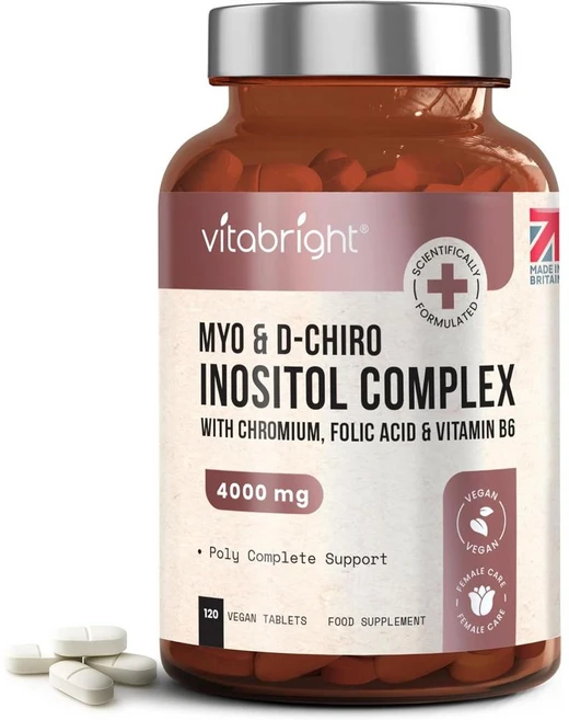 영국 비타브라이트 VitaBright Myo-Inositol & D-Chiro-Inositol 미요이노시톨 & 디 카이로 이노시톨 4000mg 츄어블, 1개, 120정 - 쿠팡