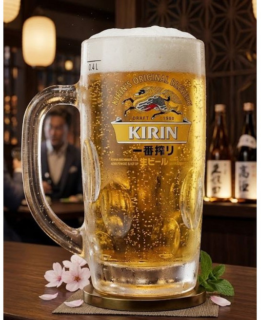 기린맥주잔 기린생맥주잔 400ml, 1개