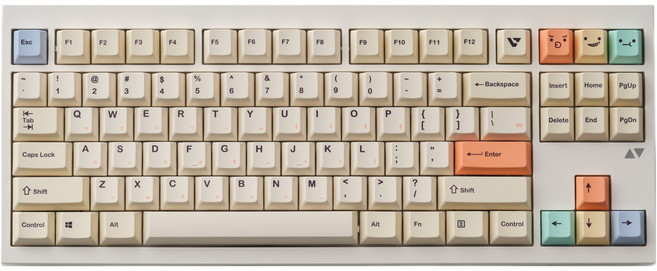 바로웍스 V87 PASTEL 3모드 무선 텐키리스 키보드, 혼합색상, 저소음 민트 스위치