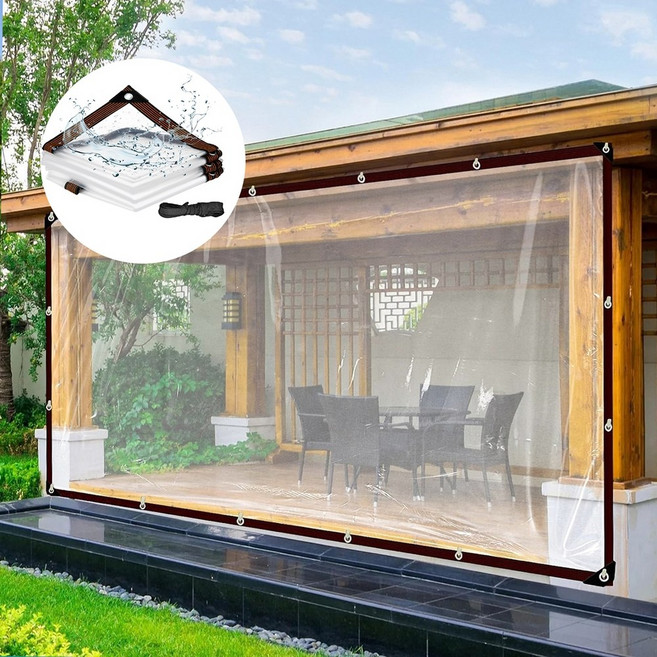 투명 방수포 방수천 방수 비닐천막 방풍비닐 커튼 옥상 마당 차량 캠핑 이사 천막 바닥 보호 커버, 1개