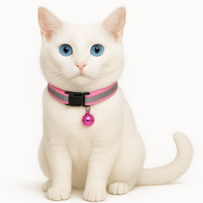 엘뉴본 고양이 방울 목걸이 야광, 1개, 로즈 쿼츠 핑크