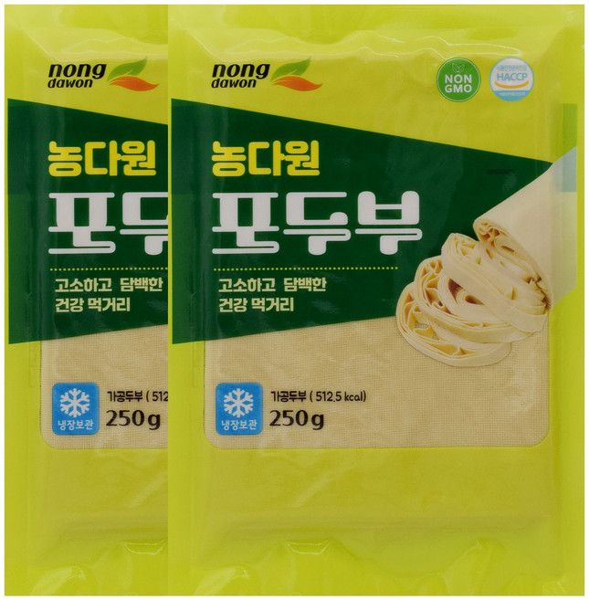 농다원 NON GNO 콩으로 만든 국내생산 건두부 냉장 진공 포두부 갓 만든 두부피, 2개, 250g
