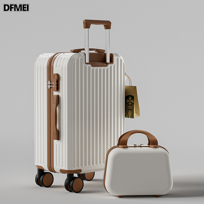 DFMEI 撞色行李箱女拉桿箱男結實耐用萬向輪學生20寸密碼旅行箱皮箱