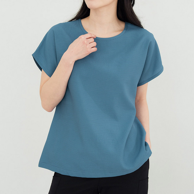 이브바바 여성 인견혼방 와플 지지미 반팔 티 블라우스 셔츠