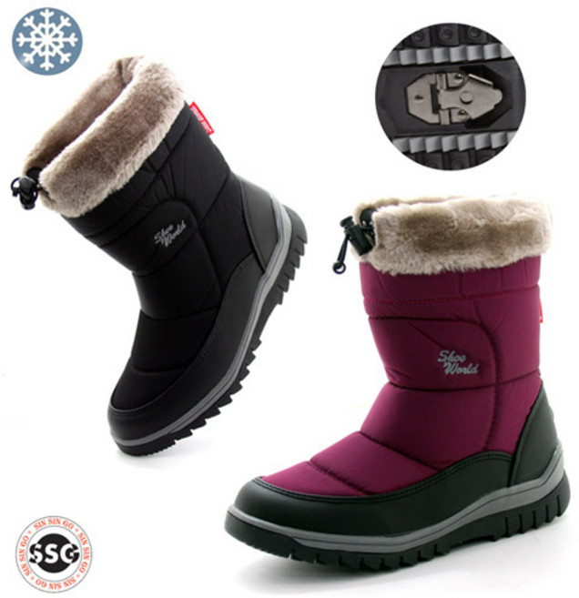 [생활방수 방한 보아털 아이젠] 국내제작 가볍고 발볼편한 착화감좋은 여성 따뜻한 털안감 미끄럼방지 패딩부츠