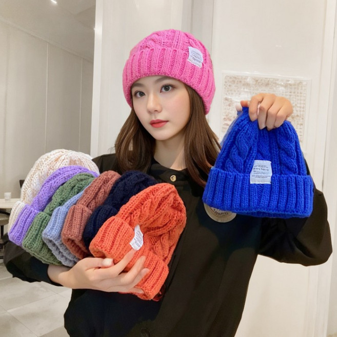 아르벤 여자 남자 꽈배기 도톰 니트 골지 비니 모자 겨울모자 숏비니