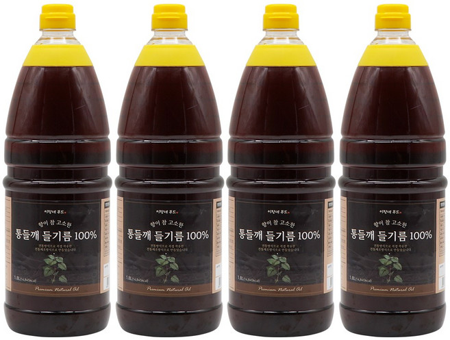 이장네 향이 참 고소한 대용량 업소용 통들깨 들기름 백퍼센트, 1.8L, 4개