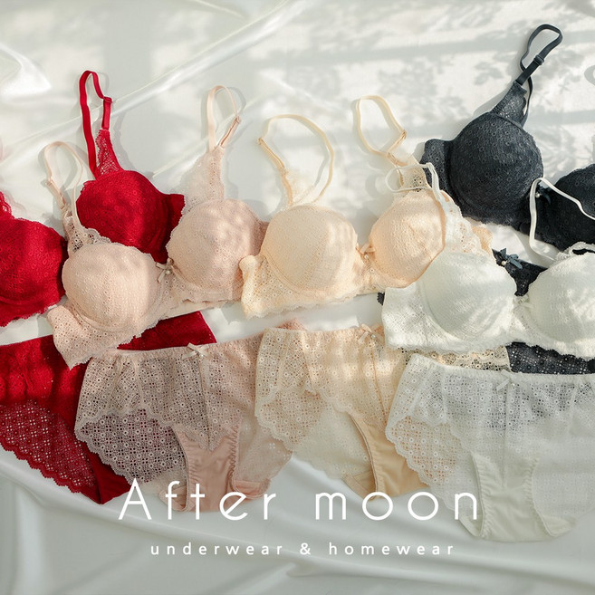 [애프터문] 러블리 레이스 와이어 브라 팬티 속옷세트 v801