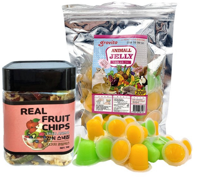 그로비타 소동물 간식 세트 : 젤리 20p + 12가지 과일, 74g, 1개