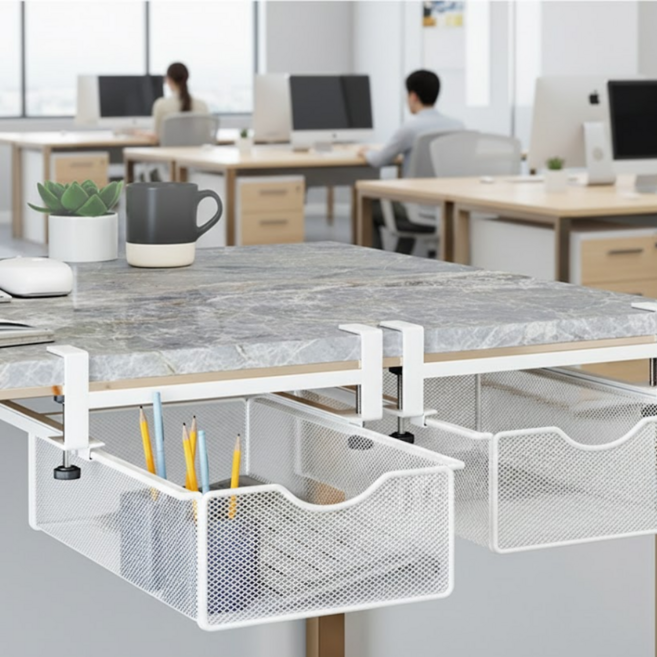 뤼민 책상 무타공 히든 하단 슬라이딩서랍, 1개, 화이트