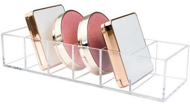 리빙포커스 칸막이 분리형 뚱쿠션 정리함 팩트 정리함 고급 아크릴 정리함 6구, 1개