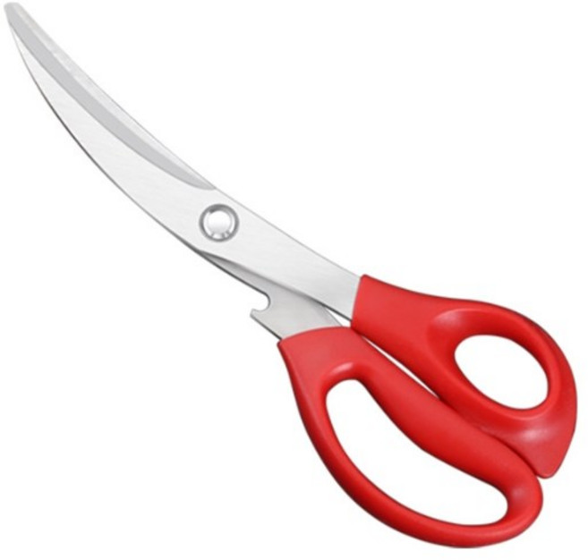 잘 잘리는 곡선 고기가위 삼겹살가위, 1개, 레드