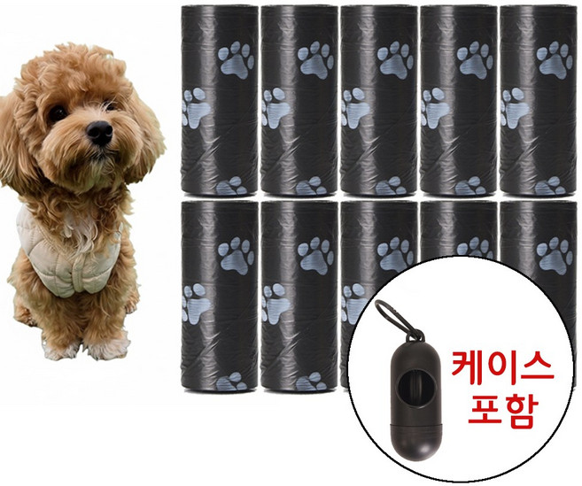 휴대용 강아지 산책 배변봉투 똥봉투 10P, 1개, 10개입, 블랙