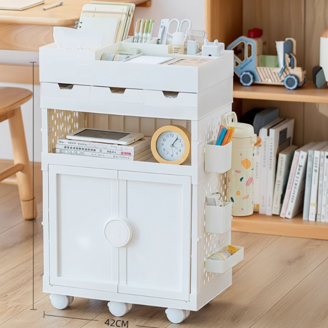 굿도우 다용도 이동식 타공보드 북 트롤리, B.횐색도어스타일