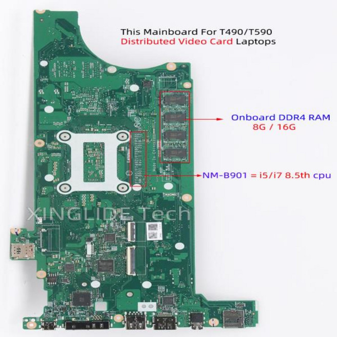 NM-B901 노트북 씽크패드 T490 메인보드 I5 8세대 CPU DDR4 8G 16G NVIDIA 비디오 카드, 01 빠른  Mainland, 03 T490 i5-8th 8G