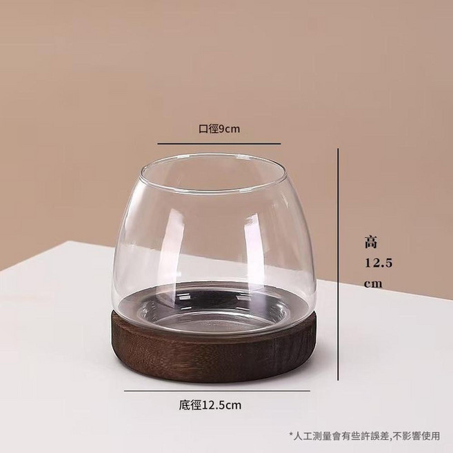 日式木託透明玻璃花瓶, 日式木託1313炭燒底座 1*24
