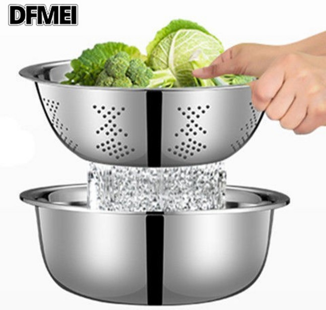 DFMEI 食品級不鏽鋼盆 家用廚房 無磁大反邊歐式面盆, 1個, 如圖