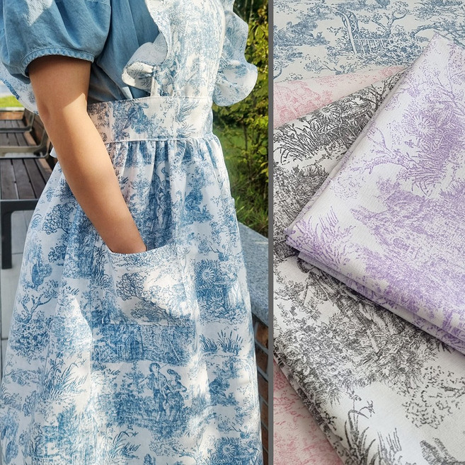 뜨왈 드 주이 - 명화 면혼방 코팅 무독성 생활 방수 라미네이트 원단, 퍼플, 1개