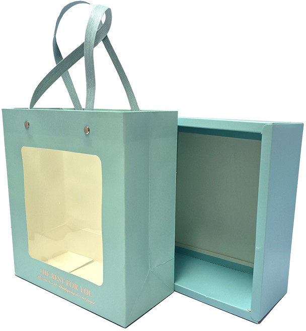투명창 선물 상자 쇼핑백 답례품 포장 박스 내부상자포함, 블루, 1개