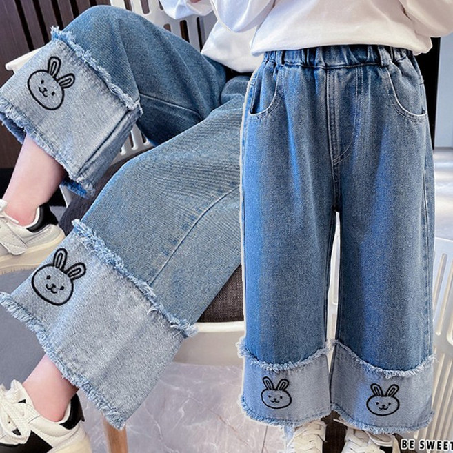 [앙디] F청바지 프린지래빗 (FE106)_(아동복 데님팬츠 데님바지 와이드 통 토끼 아동옷 유아복 의류 여아용 봄 가을 청바지)