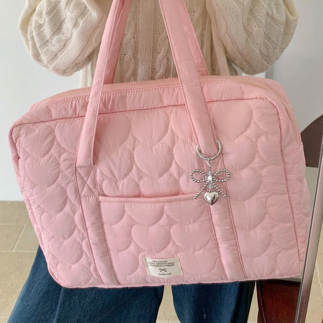 hybe 도톰하고 가벼운 노트북가방 아이패드 파우치 키링포함, 핑크, 1개