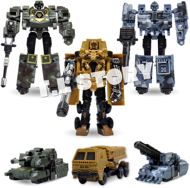 밀리터리 변신로봇 장난감 트랜스봇 3종 세트 자주포 탱크 트럭 로보트변신 작동완구 선물, 1세트, 혼합발송(3종세트)