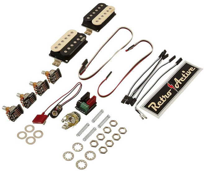 EMG Fat 55 레트로 액티브 일렉트릭 기타 험버커 픽업 세트 블랙, Zebra