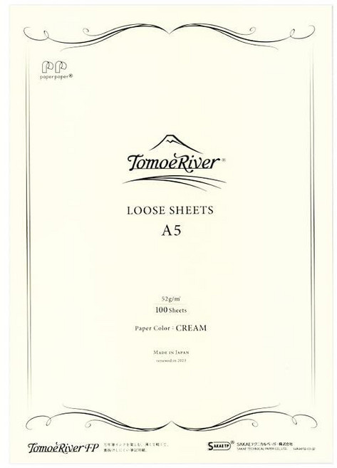 Tomoe River FP 52gsm 루즈 시트 SANZEN 14.8 x 21.6cm(5.85 8.27인치) (A5 사이즈) 크림 100장/팩 (SR-A5P-C), Tomoe River FP 52gsm 루즈 시트, SA