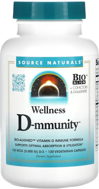 소스네츄럴스 웰니스 D-mmunity 125 mcg 120 베지캡슐, 1개, 120정, 1개 - 쿠팡