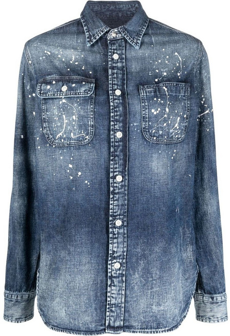 랄프로렌컬렉션 페인트 스플래터 데님 셔츠