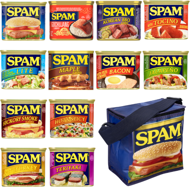 스팸 버라이어티팩 340g x 12종 + 쿨러백 포함세트 (클래식 라이트 베이컨 핫앤스파이시 외 인기맛 구성), 1개