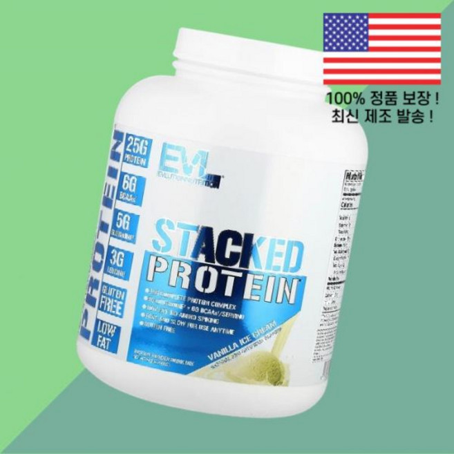 에블루션 뉴트리션 스택드 프로틴 단백질 파우더 가루 분말 바닐라 아이스크림 5파운드 2268kg EVL Stacked Protein Powder Vanilla Ice cream, 에블루션 뉴트리션 스택드 프로틴 단백질 파우더 가루 분