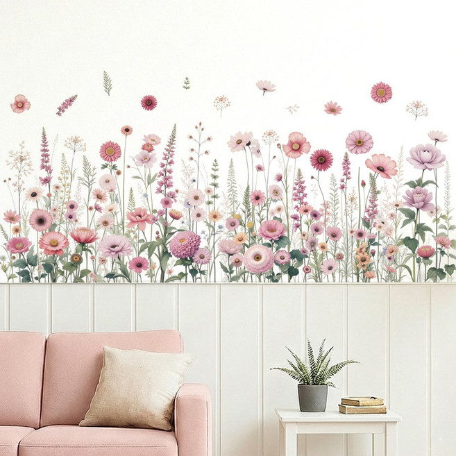 바이앤뷰 포인트 벽장식 인테리어 스티커, 핑크 블라썸