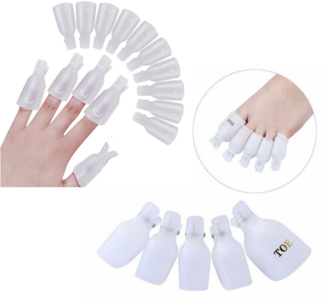 네일제거 집게 매니큐어 쏙오프 클립 손가락 10P + 발가락 10P, 1세트, 화이트