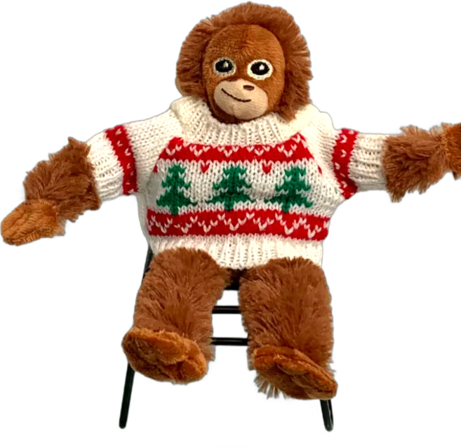 원숭이인형 미니 원숭이 오랑우탄 인형 고숭이키링 오숭이 우탄이인형, 1개, 오숭이+화이트 트리니트, 18cm