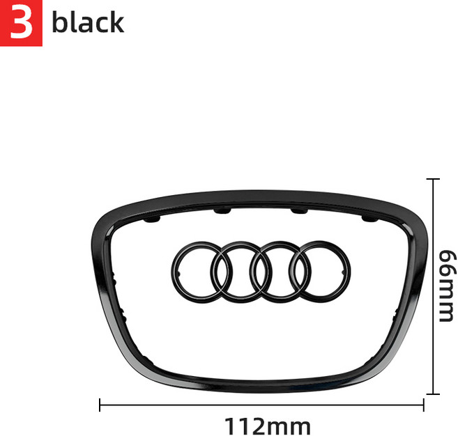 창닦기 자동차 핸들 센터 엠블럼 로고 스티커 아우디 트림 프레임 배지 장식 링 액세서리 Q5, 09 3-Black