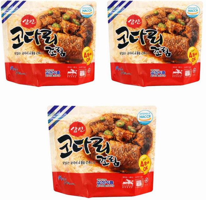 마켓큐브 전자레인지 코다리 조림 명태 한끼반찬 간편식, 3개, 400g