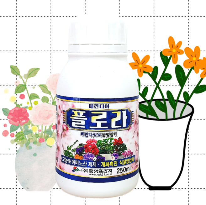 개화촉진제 꽃 영양제 제라늄 개화촉진 장미개화촉진제 베란다정원 식물 화분 영양제 액비 플로라, 250ml, 1개