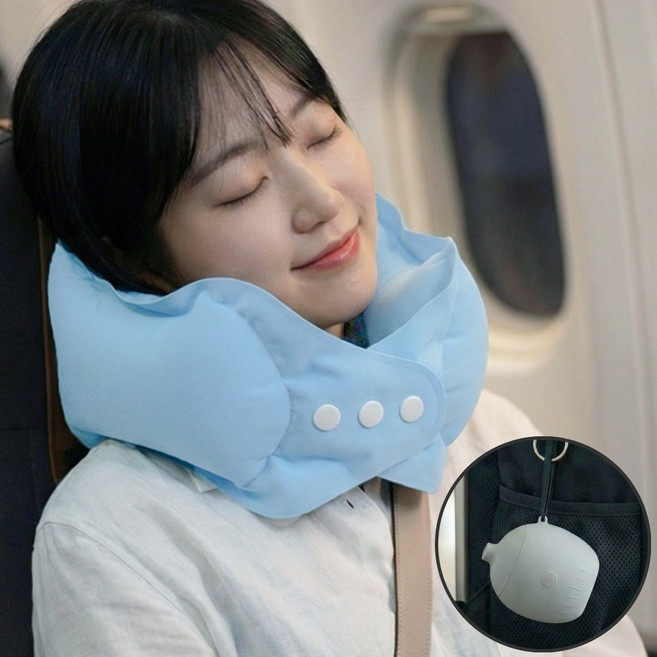 디망 침안묻는 펌프형 여행용 목베개 쿠션